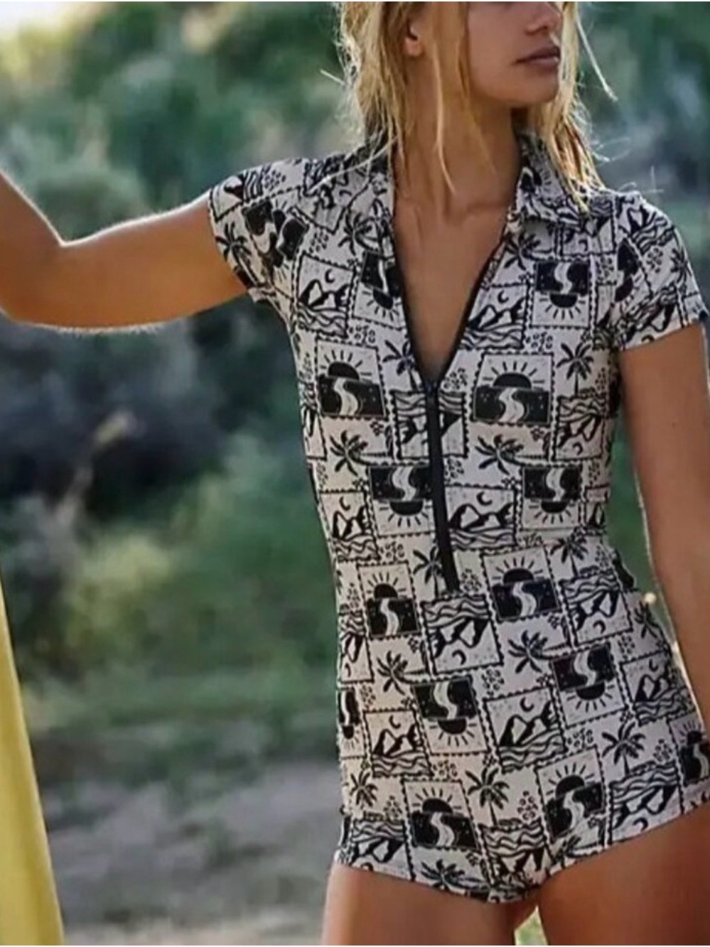 Stone Fox Swim Kiki Romper Swimsuit Womens Retro Surf New